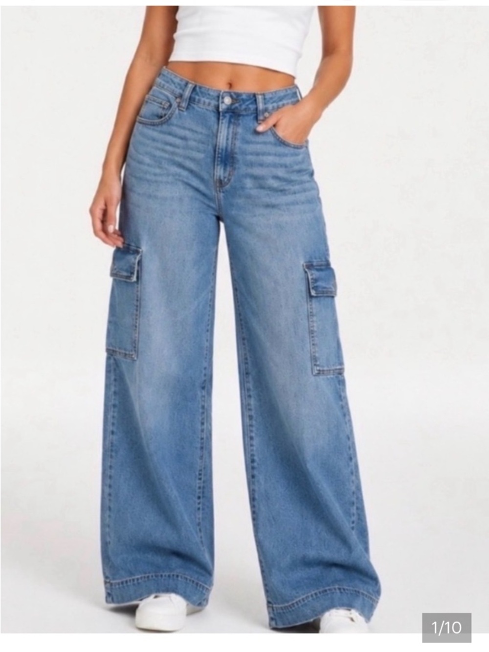 New AMERICAN EAGLE Super High Rise Baggy Wide Leg Jeans 00 Regular